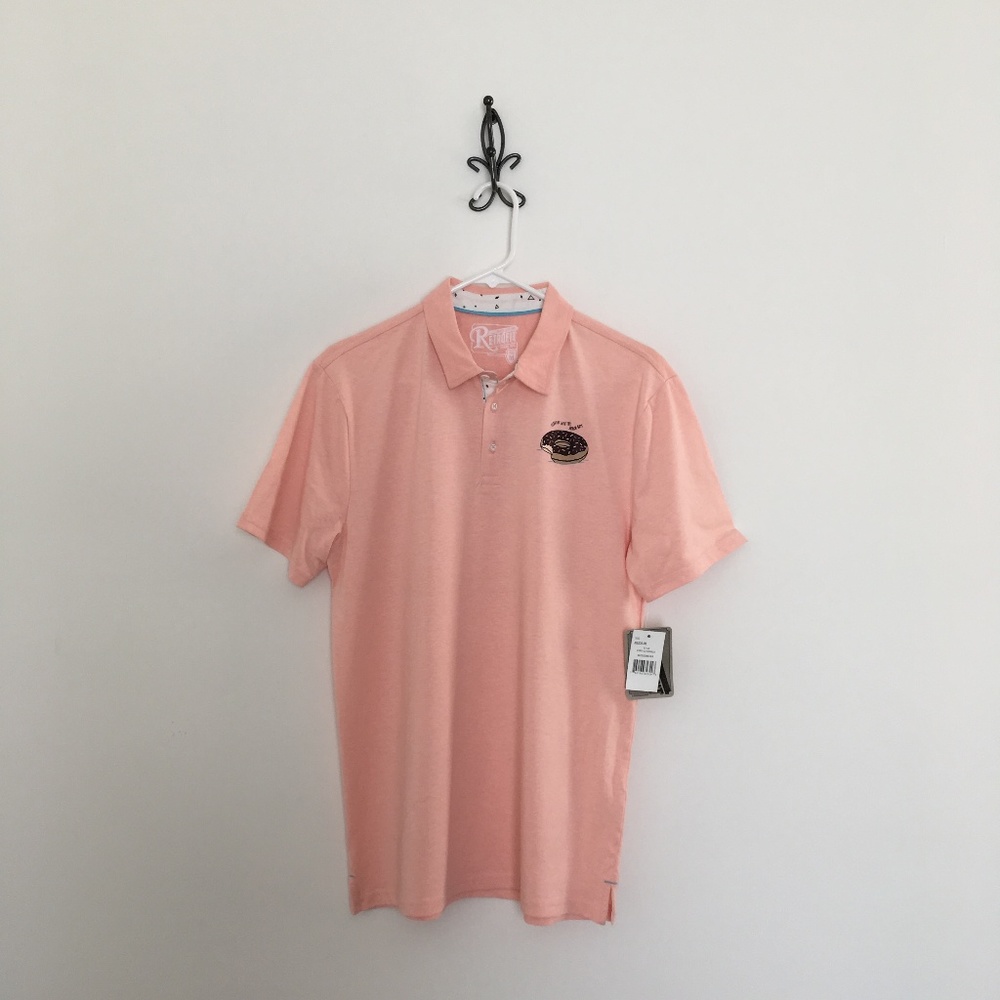 Retrofit Pink Donut Logo Polo Shirt Size M